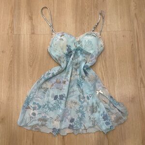 Apt. 9 pastel teal floral slip dress with balconette padded cups Size M